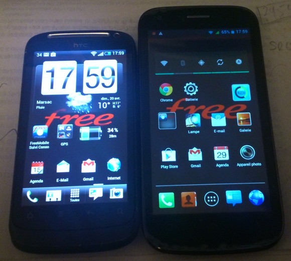 HTC Desire S à gauche - Wiko Peax 2 à droite